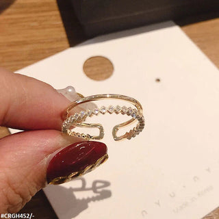 Golden Plated Rhombus Adjustable Ring – Zircon Ring for Women
