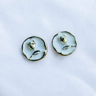Charming Painted Rose Studs – Golden Plated Earrings for Women