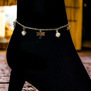 Golden Plated Pearl Butterfly Anklet