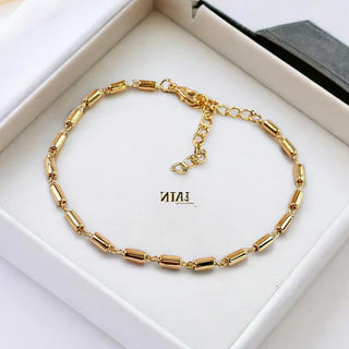 Golden Plated Classic Cylinder Bead Anklet