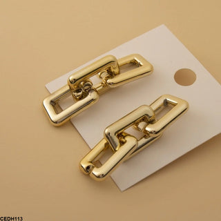 Golden Chain Drop Earrings – Elegant Gold Plated Jewellery