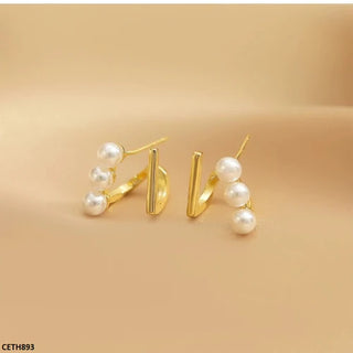 Golden Plated Pearl Stud Tops – Elegant Earrings for Women