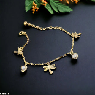 Golden Plated Pearl Butterfly Anklet – Adjustable Anklet for Women