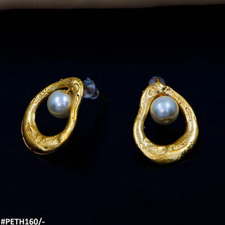 Golden Plated Pearl Stud Tops – Elegant Earrings for Women