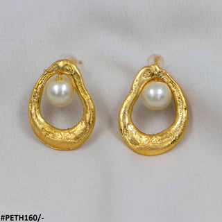 Golden Plated Pearl Stud Tops – Elegant Earrings for Women