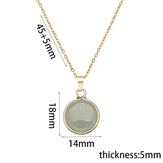 1pc Stainless steel adjustable natural crystal stone gemstone agate round pendant necklace for women and men