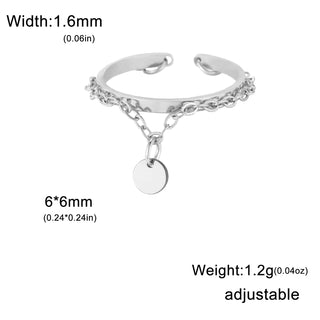 Lemegeton Open Ring for Couple Small Charm Jewelry Stainless Steel Chain Accessories Heart Zircon Beauty Fried Dough Twists New