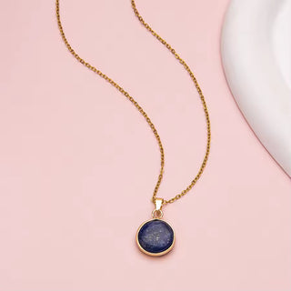 1pc Stainless steel adjustable natural crystal stone gemstone agate round pendant necklace for women and men