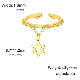 Lemegeton Open Ring for Couple Small Charm Jewelry Stainless Steel Chain Accessories Heart Zircon Beauty Fried Dough Twists New