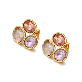 Lokaer Stainless Steel Colorful Cubic Zirconia Stone Stud Earrings 18k PVD Plated Waterproof Fashion Daily Women Jewelry E24203