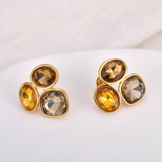 Lokaer Stainless Steel Colorful Cubic Zirconia Stone Stud Earrings 18k PVD Plated Waterproof Fashion Daily Women Jewelry E24203