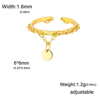 Lemegeton Open Ring for Couple Small Charm Jewelry Stainless Steel Chain Accessories Heart Zircon Beauty Fried Dough Twists New