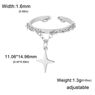 Lemegeton Open Ring for Couple Small Charm Jewelry Stainless Steel Chain Accessories Heart Zircon Beauty Fried Dough Twists New