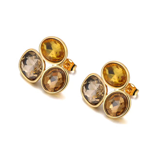 Lokaer Stainless Steel Colorful Cubic Zirconia Stone Stud Earrings 18k PVD Plated Waterproof Fashion Daily Women Jewelry E24203