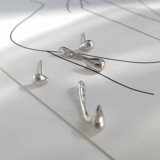 FTCY Water Drop Earrings For Women Irregular Geometry Claw Stud Earrings Luxury Korean Female Summer Jewelry