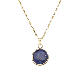 1pc Stainless steel adjustable natural crystal stone gemstone agate round pendant necklace for women and men