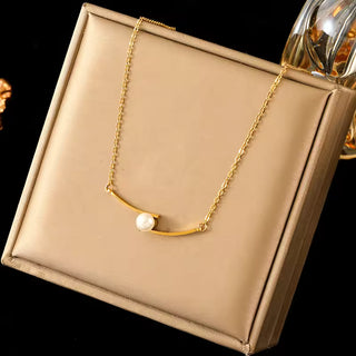 EILIECK 316L Stainless Steel Geometric Colorful Crystal Zirconia Pendant Necklace For Women Fashion Neck Chain Jewelry Gift