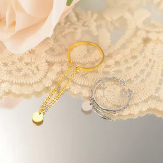 Lemegeton Open Ring for Couple Small Charm Jewelry Stainless Steel Chain Accessories Heart Zircon Beauty Fried Dough Twists New