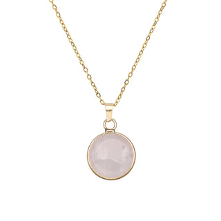 1pc Stainless steel adjustable natural crystal stone gemstone agate round pendant necklace for women and men