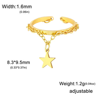 Lemegeton Open Ring for Couple Small Charm Jewelry Stainless Steel Chain Accessories Heart Zircon Beauty Fried Dough Twists New