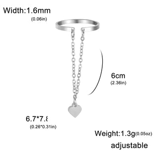 Lemegeton Open Ring for Couple Small Charm Jewelry Stainless Steel Chain Accessories Heart Zircon Beauty Fried Dough Twists New