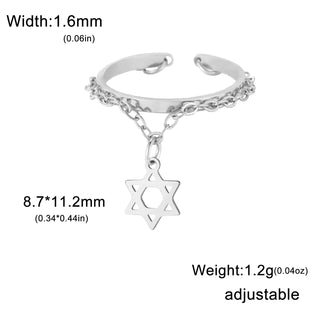 Lemegeton Open Ring for Couple Small Charm Jewelry Stainless Steel Chain Accessories Heart Zircon Beauty Fried Dough Twists New