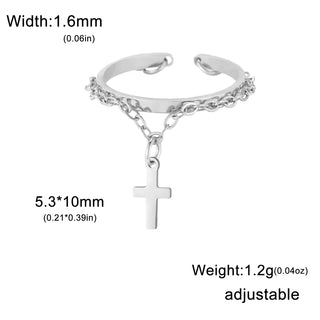 Lemegeton Open Ring for Couple Small Charm Jewelry Stainless Steel Chain Accessories Heart Zircon Beauty Fried Dough Twists New