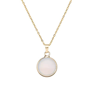 1pc Stainless steel adjustable natural crystal stone gemstone agate round pendant necklace for women and men