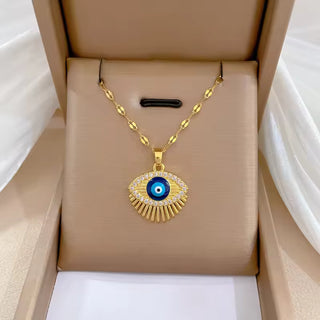 Trendy Square Stainless Steel Green Zirconia Pendant Necklaces For Women Girls Gold Color Metal Round Drop Jewelry Birthday
