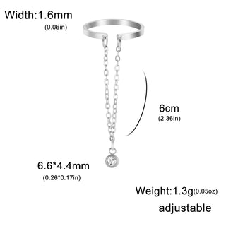 Lemegeton Open Ring for Couple Small Charm Jewelry Stainless Steel Chain Accessories Heart Zircon Beauty Fried Dough Twists New