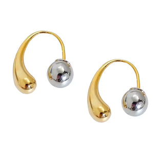 Water Drop Round Ball Metal Earrings For Women Copper Designer Styles Retro Luxury New Fashion Party Jewelry Girl's Gifts C1187