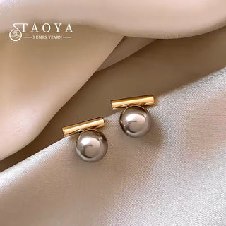 New French Minimalist Grey Imitation Pearl Pendant Earrings 2025 Fashion Jewelry Daily Wear Accessories for Girls Women‘s Party