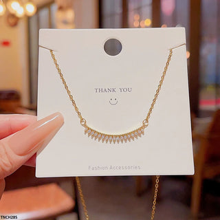 Round Stone Necklace – Stainless Steel Adjustable Necklace for Women