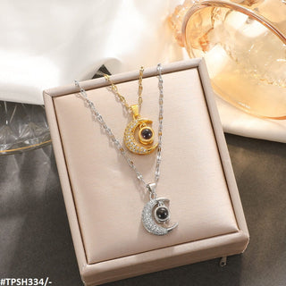 Moon Pendant with Chain – Zircon-Embellished Casual Pendant for Women