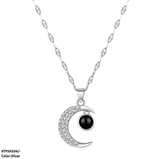 Moon Pendant with Chain – Zircon-Embellished Casual Pendant for Women