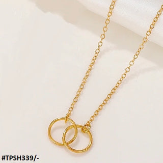 Double Ring Pendant with Chain – Golden-Plated Casual Pendant for Women