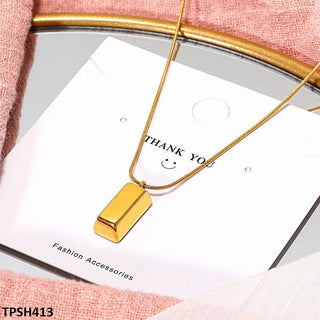 Brick Pendant with Chain – Gold-Plated Casual Pendant for Women