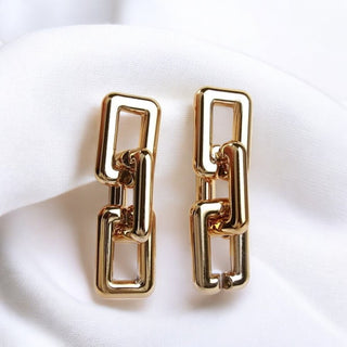 Golden Chain Drop Earrings – Elegant Gold Plated Jewellery