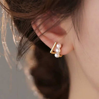Golden Plated Pearl Stud Tops – Elegant Earrings for Women