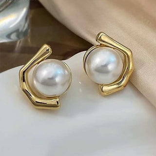 Golden Plated Pearl Tops – Elegant Earrings for Womenc